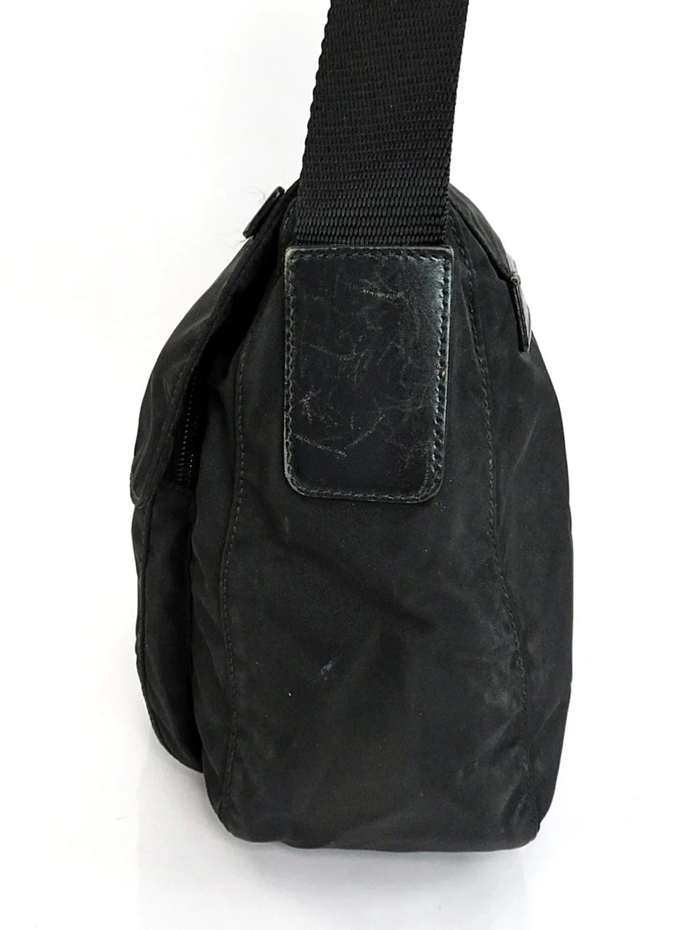 Prada Black Nylon Messenger Bag with Silver Hardware